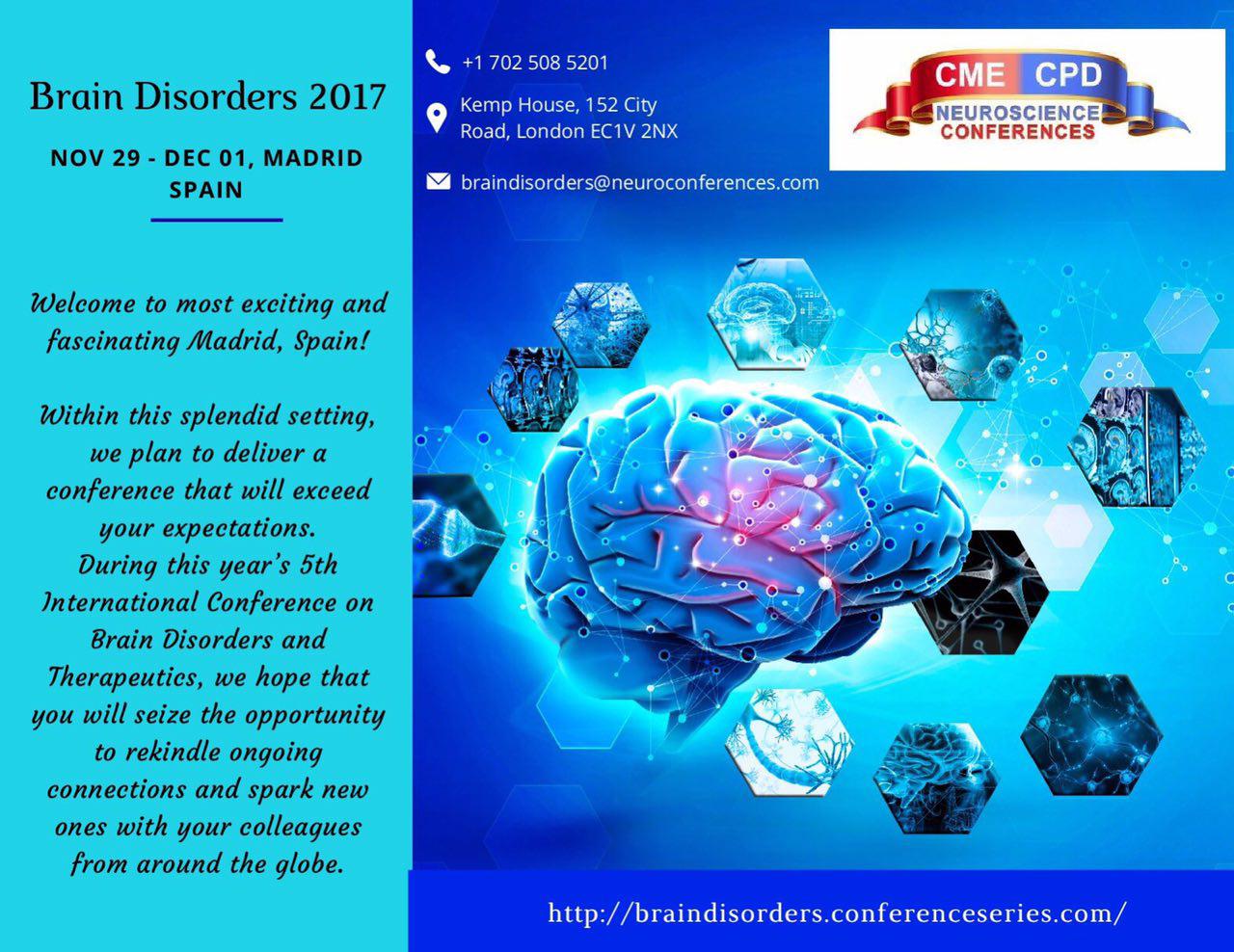 پنجمین کنفرانس بین المللی اختلالات مغزی 2017 مادرید