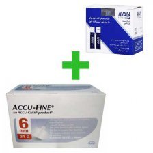 پک نوار تست قند خون آوان - AVAN Test Strips -بسته 50 عددی - به همراه سر سوزن قلم انسولین اکیو فاین 6 میلیمتر - کد 3325