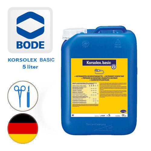 کنسانتره غلیظ ضدعفونی کننده تخصصی ابزار پزشکی و آندوسکوپ های منعطف برند بُده آلمان مدل کورسولکس بیسیک - گالن Korsolex Basic 5Liter - کد 483