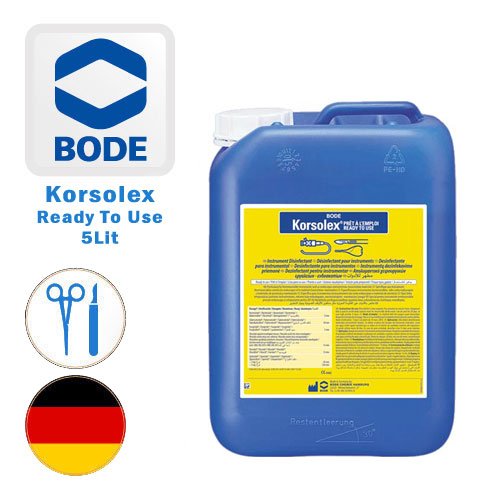 محلول ضدعفونی کننده ابزار و آندوسکوپ بوده آلمان مدل کورسولکس بیسیک آماده به مصرف Korsolex Ready to Use 5Liter - کد 433