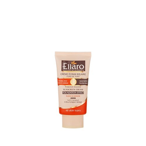 ضد آفتاب کرم پودری انواع پوست SPF 25 سافت کارامل الارو - Ellaro soft caramel foundation sunscreen spf25 50ml