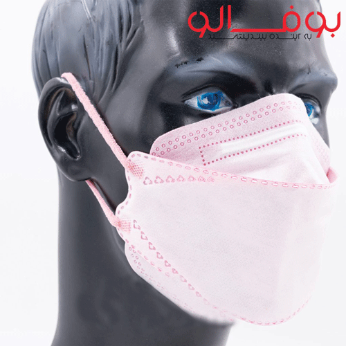 ماسک سه بعدی 4 یا 5 لایه بوفالو - جعبه 25 عددی -  ایرانی - سفید داخل صورتی - کد20 - سایز مدیوم