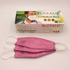 ماسک سه بعدی 5 لایه کودک بوفالو - جعبه 25 عددی - ایرانی - صورتی داخل سبز - کد22