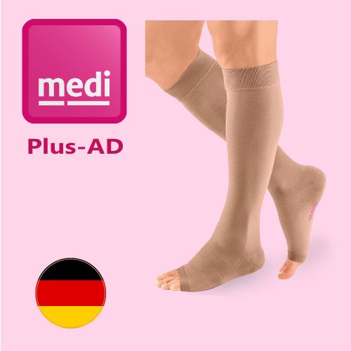 جوراب واریس نازک زیر زانو مدی آلمان Medi Plus AD - کلاس فشار 2 - رنگ کرم - کد 558