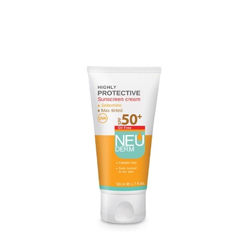 ضد آفتاب فاقد چربی هایلی پروتکتیو رنگی نئودرم - Neuderm Tinted Highly  Protective Oil Free Sunscreen Cream 50ml