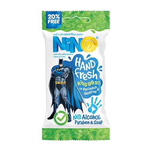 دستمال مرطوب پاک کننده دست و صورت طرح بتمن نینو - Nino Hand Fresh Wipes Bat man