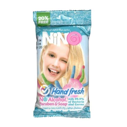 دستمال مرطوب پاک کننده دست و صورت دخترانه نینو - Nino Hand Fresh Wipes For Girl
