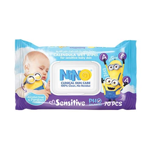 دستمال مرطوب کودک بدون اسانس نینو - Nino Sensitive Skin Care Wet Wipe