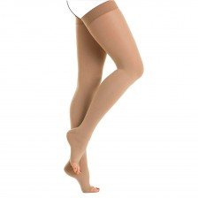 جوراب واریس کتان  انتهای کشاله ران ریلکسان ایتالیا مدل M1170A کلاس فشار یک - پنجه باز - کرم