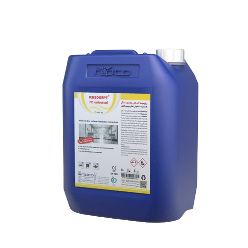 محلول کنسانتره ضدعفونی کننده و پاک کننده سطوح ریوسپت اف دی یونیورسال - پنج لیتری - RHEOSEPT FD universal - کد 3350