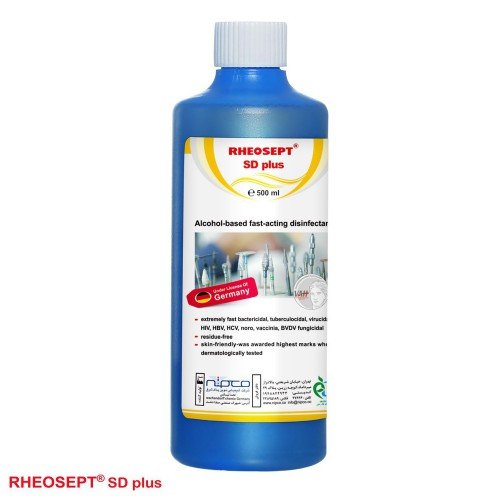 محلول کنسانتره پاک کننده و ضدعفونی کننده سطوح و ابزار دندانپزشکی و پزشکی ریوسپت RHEOSEPT SD plus - یک لیتری - کد 961