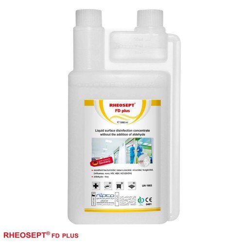 محلول کنسانتره ضدعفونی و پاک کننده ویژه سطوح ریوسپت RHEOSEPT FD plus - یک لیتری - کد 958