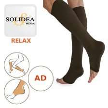 جوراب واریس زیر زانو ریلکس سولیدا ایتالیا Solidea Relax AD - کلاس فشار دو - پنجه باز - رنگ مشکی