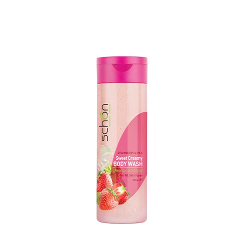 شامپو بدن کرمی شیر توت فرنگی شون - Schon Strawberry And Milk Creamy Body Shampoo 300ml