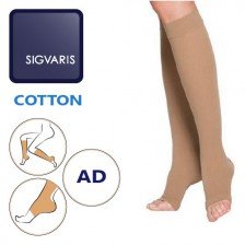 جوراب واریس کتان زیر زانو سیگواریس Sigvaris Cotton Co2 AD - کلاس فشار 2 - پنجه باز - کرم - کد 286